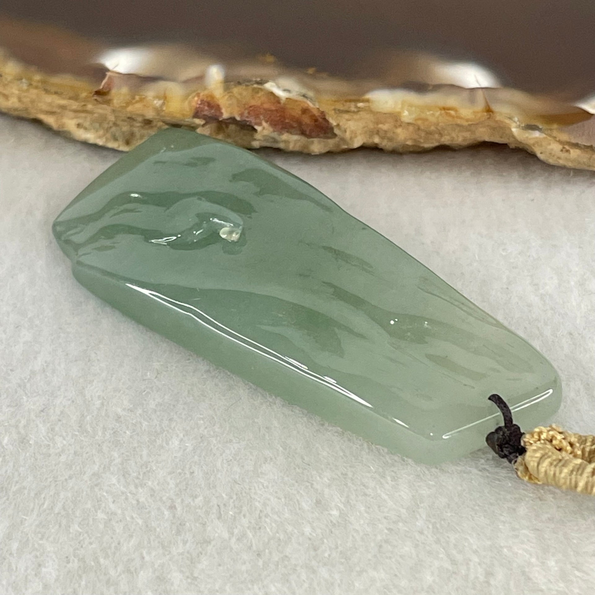 Type A Semi Icy Blueish Green Jadeite Gui Ren Benefactor Pendant 17.27g 48.5 by 19.6 by 7.7mm - Huangs Jadeite and Jewelry Pte Ltd