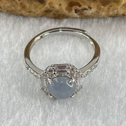 Type A Lavender Jadeite in S925 Sliver with Crystal Ring (Adjustable Size) 1.82g 6.3 by 3.5mm - Huangs Jadeite and Jewelry Pte Ltd