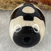 Natural Powerful Tibetan Old Oily Dark Brown With White Agate 3 Eyes Dzi Bead Heavenly Master (Tian Zhu) 三眼天诛 4.73g 17.8 by 13.3mm - Huangs Jadeite and Jewelry Pte Ltd