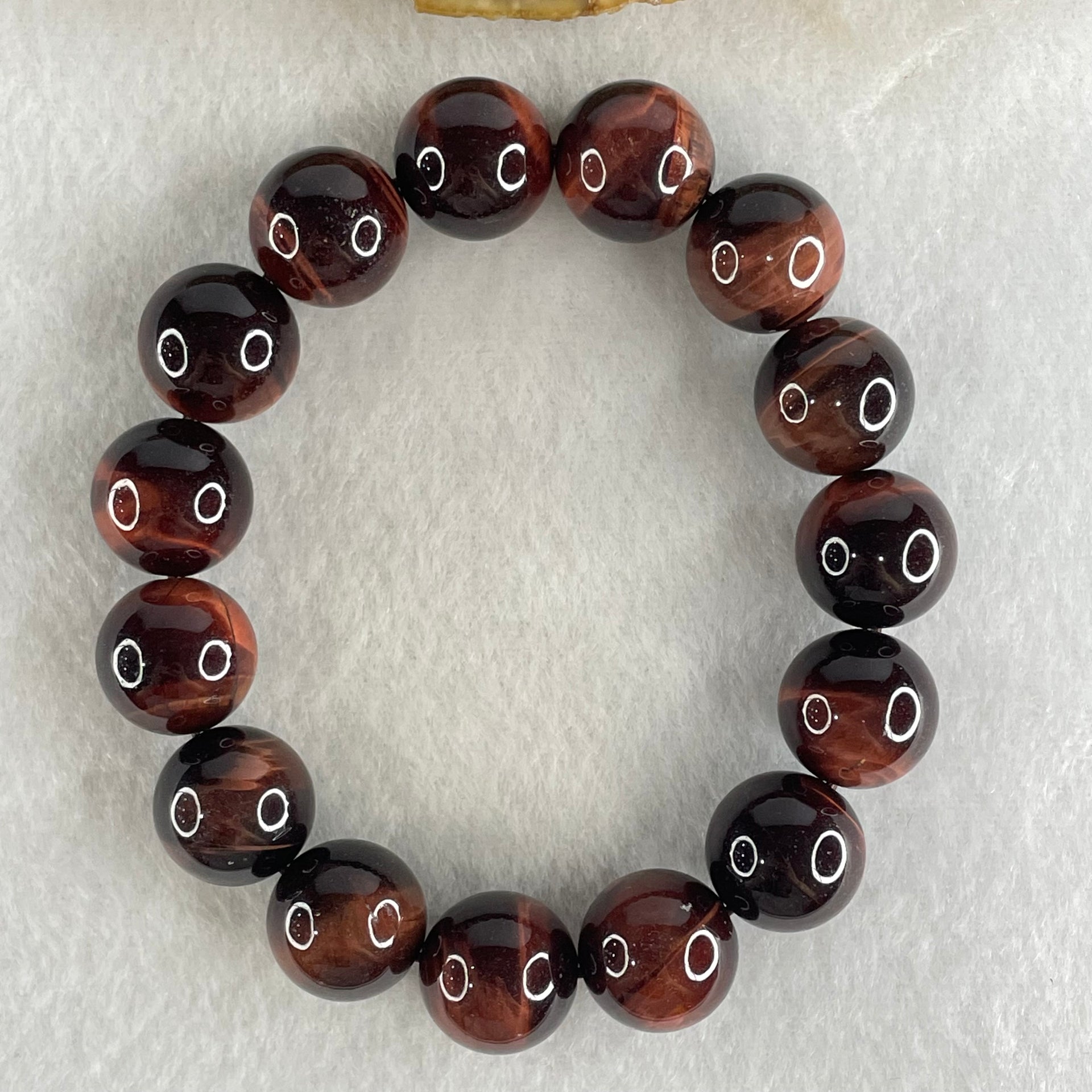 Natural Red Tiger's Eye Quartz Beads Bracelet 59.13g 16.5cm 14.2mm 15 Beads - Huangs Jadeite and Jewelry Pte Ltd