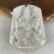 Type A Faint Lavender Green Jadeite Guan Gong Pendant 44.09g 54.8 by 43.4 by 9.8mm (Slight Rough on Bottom) - Huangs Jadeite and Jewelry Pte Ltd