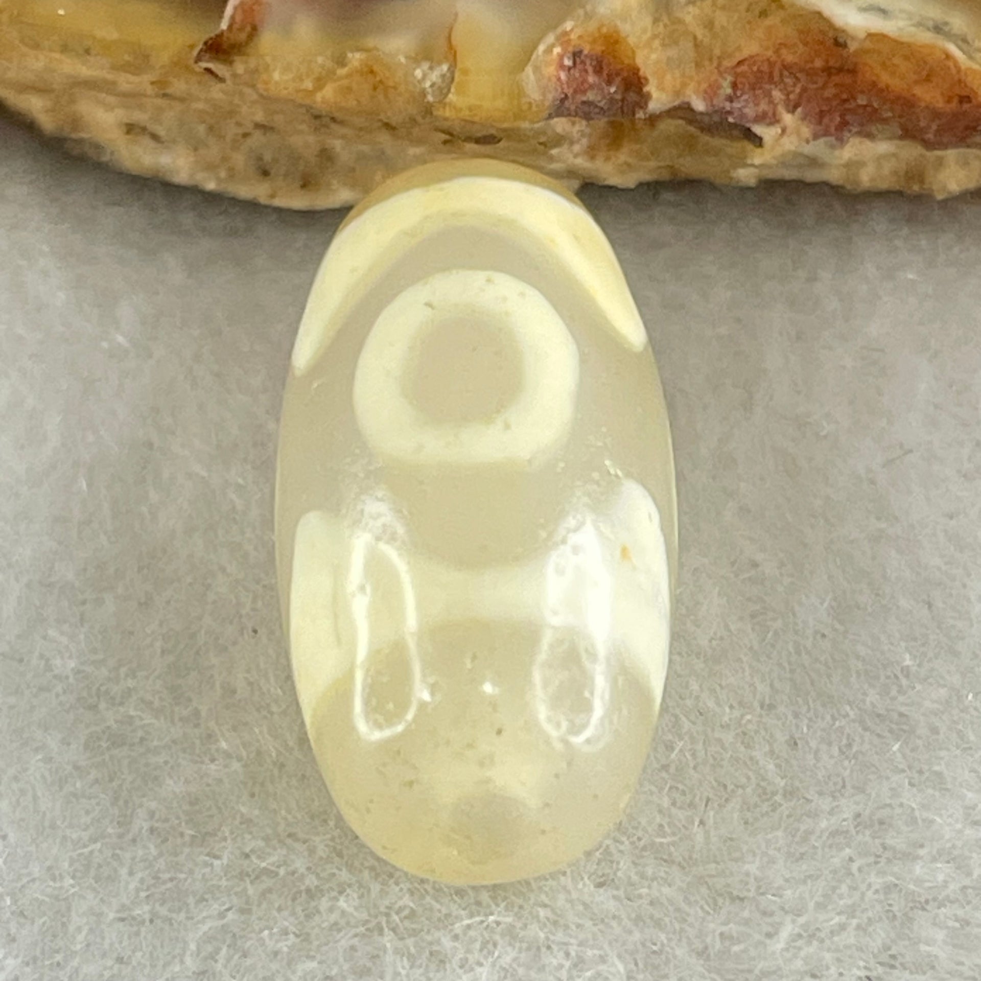 Natural Powerful Tibetan Old Oily Agate 3 Eyes Dzi Bead Heavenly Master (Tian Zhu) 三眼天诛 3.17g 20.1 by 10.4mm - Huangs Jadeite and Jewelry Pte Ltd