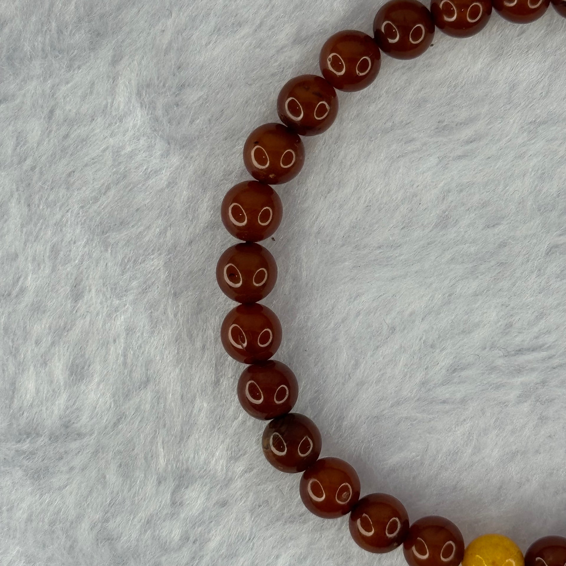 Natural Red with Butterscotch Amber Beads Bracelet 3.77g 15.5cm 6.1mm 30 Beads - Huangs Jadeite and Jewelry Pte Ltd