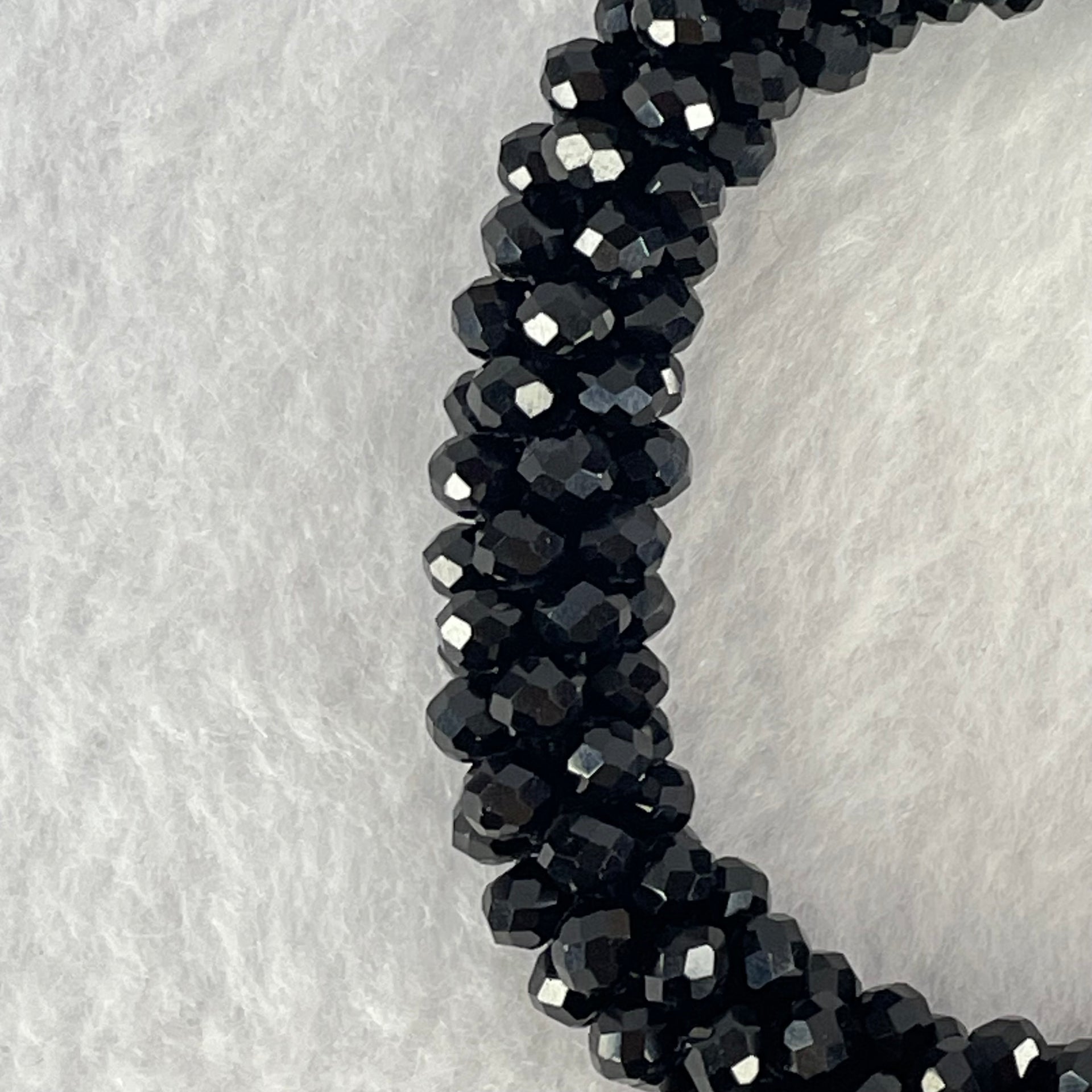 Black Crystal Mini Beads Bracelet 20.99g 15.5cm 9.6mm - Huangs Jadeite and Jewelry Pte Ltd