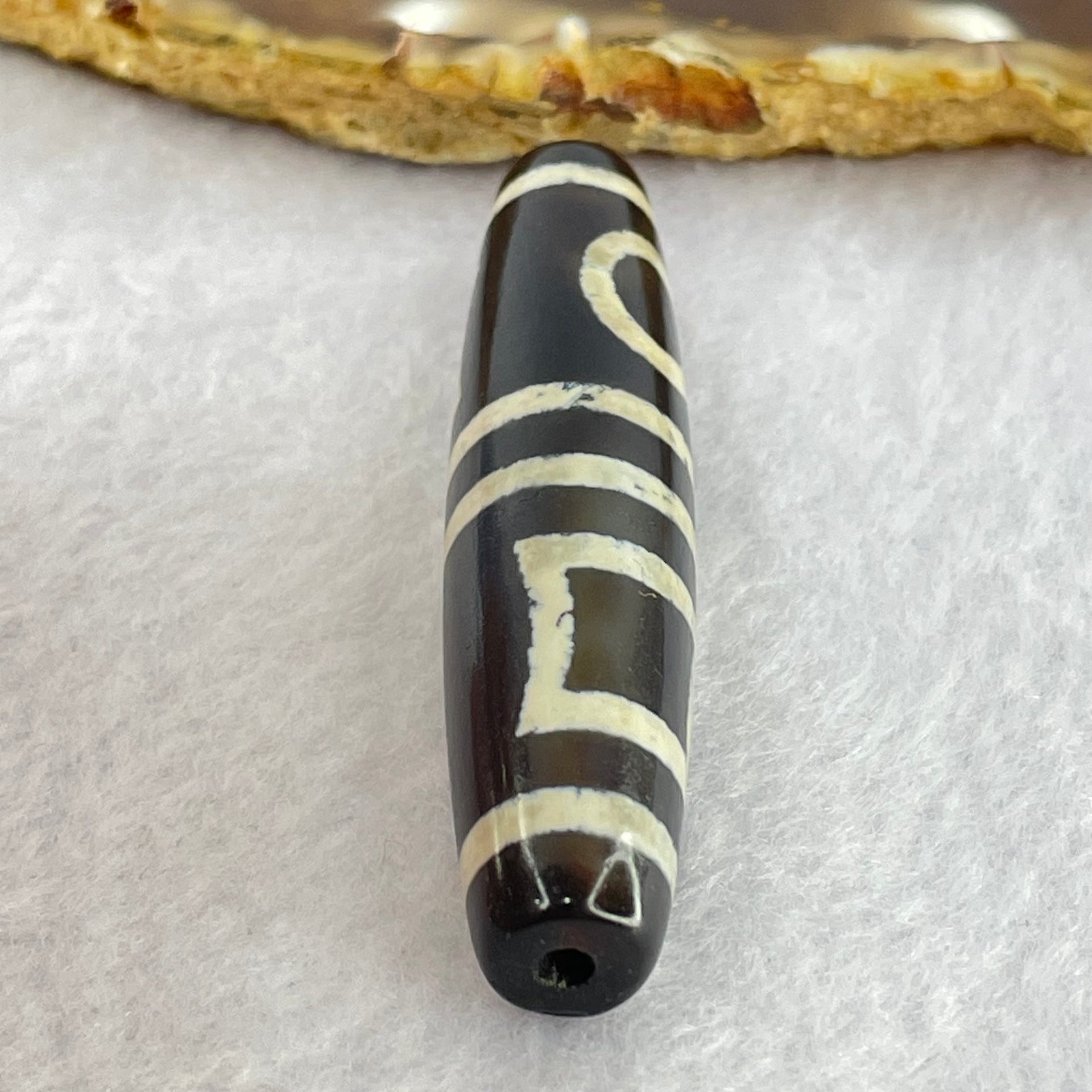 Natural Powerful Tibetan Old Oily Agate Double Sky Door Serenity 2 Eye Dzi Bead Heavenly Master (Tian Zhu) 二眼天诛 15.17g 59.0 by 12.9mm - Huangs Jadeite and Jewelry Pte Ltd