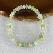 Natural Type A Muti Green with Lavender Yellowish Jadeite Donut Bracelet 12.93g 15cm 6.3mm 42 Beads - Huangs Jadeite and Jewelry Pte Ltd
