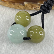 Type A Light Blueish Green 14.7mm and Brown 13.7mm Jadeite Beads Necklace 15.66g - Huangs Jadeite and Jewelry Pte Ltd