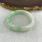 Type A Natural Light Green Faint Lavender with Emerald Green Patches Jadeite Oval Bangle 31.66g Inner Diameter 53.4mm 12.2 by 5.7mm (Internal Lines) - Huangs Jadeite and Jewelry Pte Ltd
