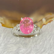 Pink Cubic Zirconia with Crystals in PT950 Plated Sliver Ring (Adjustable Size) 1.95g 9.7 by 7.8 by 5.2mm - Huangs Jadeite and Jewelry Pte Ltd