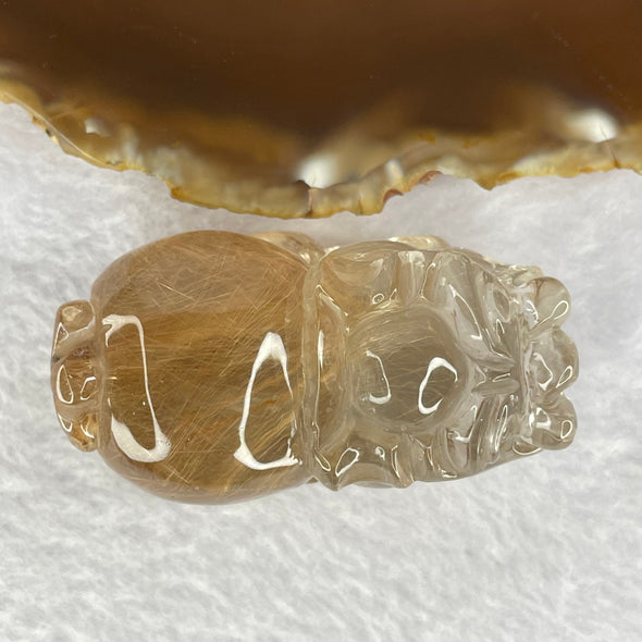 Natural Copper Rutilated Quartz Pixiu Display 85.95g by 56.3 by 30.5 by 30.0mm - Huangs Jadeite and Jewelry Pte Ltd