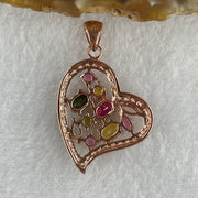 Natural Tourmaline Crystal Heart Shape with Charm Pendant in S925 Sliver 3.83g 5.2 by 4.0 by 1.8mm - Huangs Jadeite and Jewelry Pte Ltd