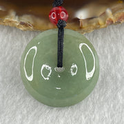 Natural Type A Green Jadeite Ping An Kou Donut Pendant in String Necklace 9.58g 24.7 by 7.1mm - Huangs Jadeite and Jewelry Pte Ltd