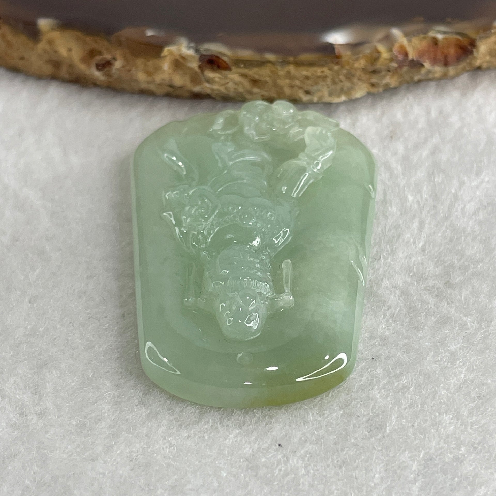 Natural Type A Jelly Light Green Jadeite Guan Yin on Lotus Flower Pendant 23.91g 55.0 by 34.1 by 7.5mm - Huangs Jadeite and Jewelry Pte Ltd