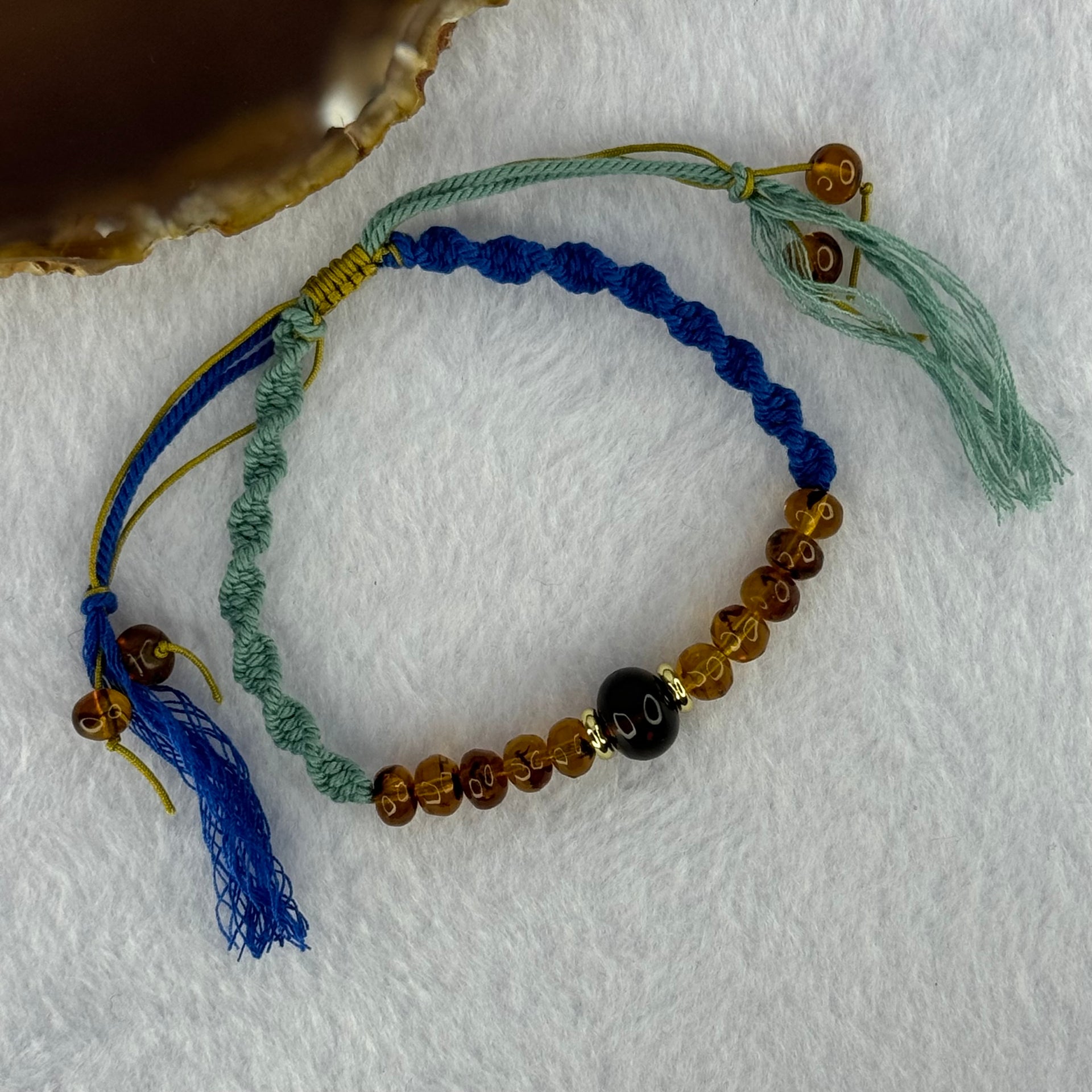 Natural Cognac and Red Amber Beads Bracelet 3.81g 16cm 10.1 by 7.6mm 1 Bead 6.5mm 10 Beads - Huangs Jadeite and Jewelry Pte Ltd