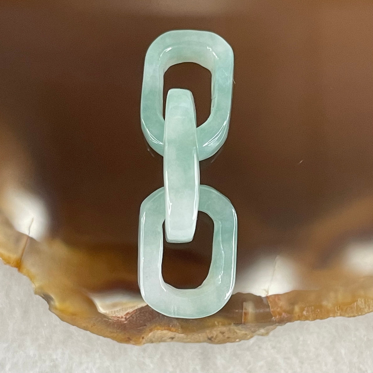 Type A Blueish Green with Faint White Jadeite Rolo Link Chain for Setting 2.41g 15.1 by 10.2 by 3.3mm - Huangs Jadeite and Jewelry Pte Ltd