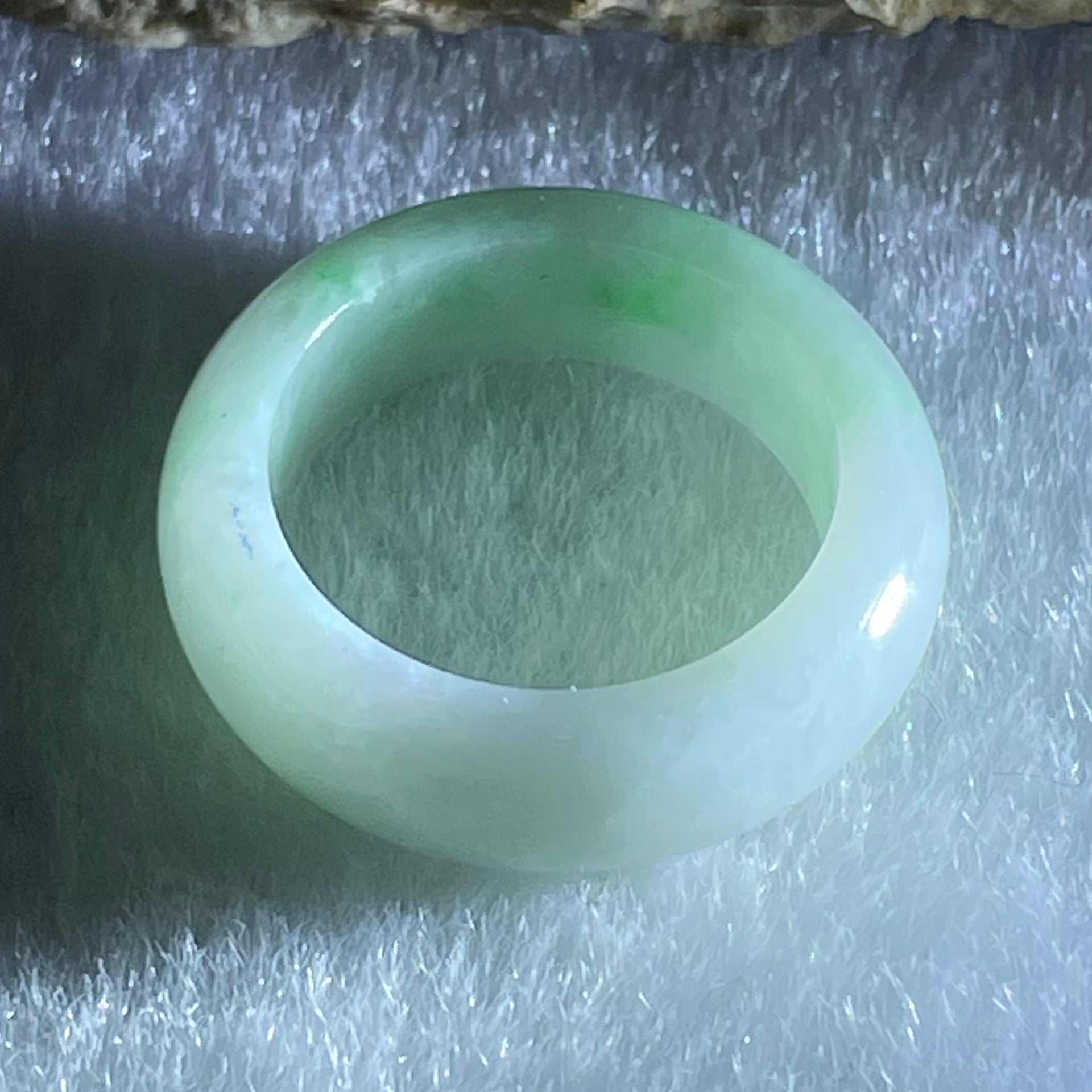 Type A Lavender Green with Green Patches Jadeite Ring 2.96g 6.0 by 3.4mm US4.3/HK 9 (Very Slight Internal Line) - Huangs Jadeite and Jewelry Pte Ltd