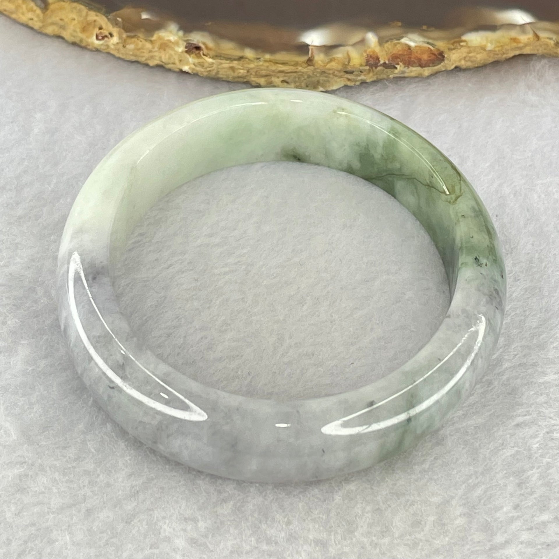Type A Lavender with Green and Wuji Grey Piao Hua Jadeite Bangle Internal Diameter 55.5mm 41.59g 12.0 by 7.3mm (External Line) - Huangs Jadeite and Jewelry Pte Ltd