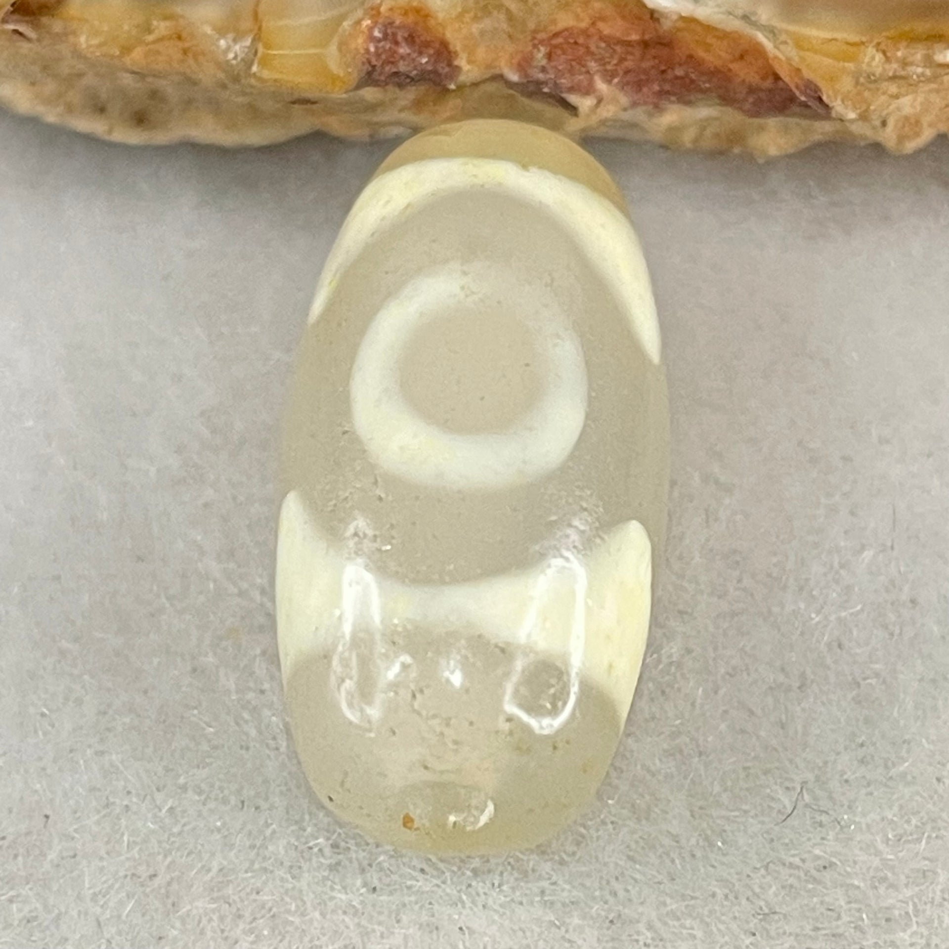Natural Powerful Tibetan Old Oily Agate 3 Eyes Dzi Bead Heavenly Master (Tian Zhu) 三眼天诛 3.05g 19.9 by 10.4mm - Huangs Jadeite and Jewelry Pte Ltd