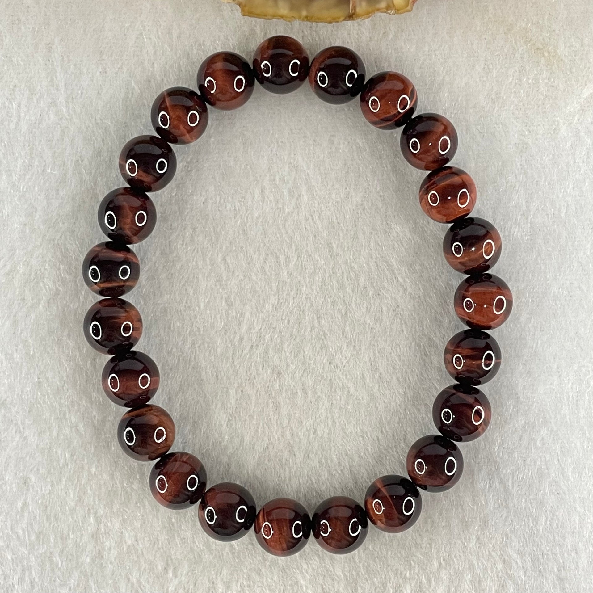 Natural Red Tiger's Eye Quartz Beads Bracelet 18.07g 15.5cm 8.3mm 23 Beads - Huangs Jadeite and Jewelry Pte Ltd