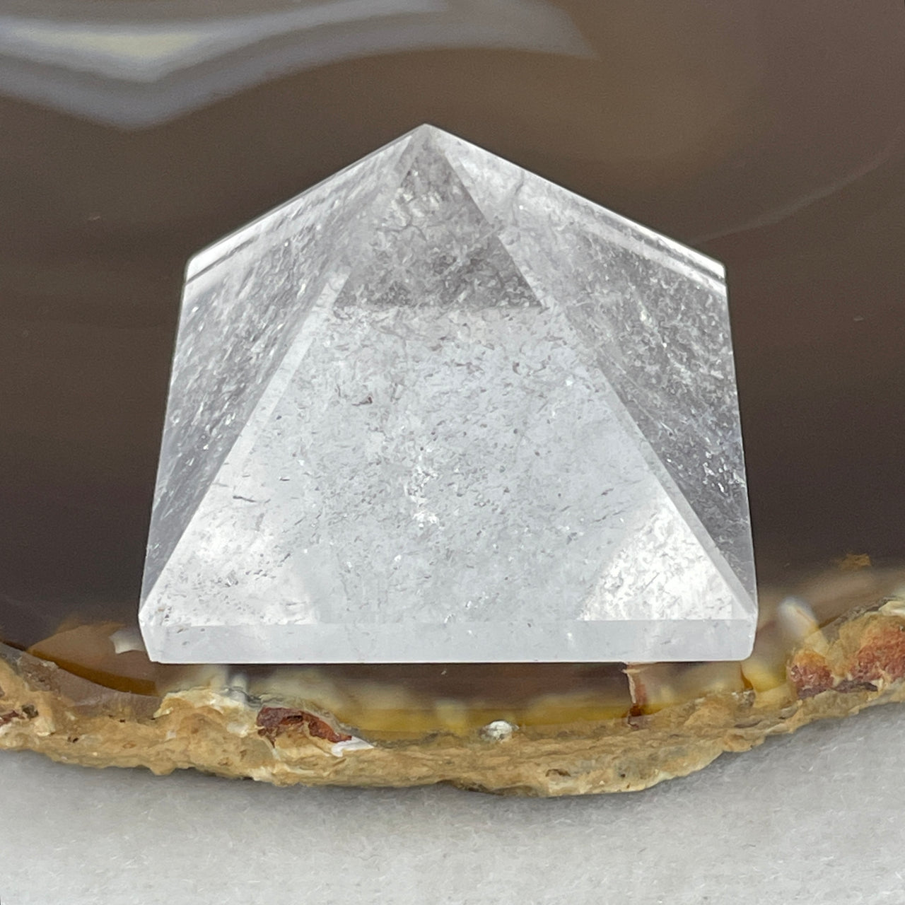 High Grade 27.09g Natural Clear Quartz Sacred Pyramid | Precision High-Clarity Energy Amplifier | Master Manifestation & Desktop Meditation Crystalline Monolith (31.8x23.5mm)