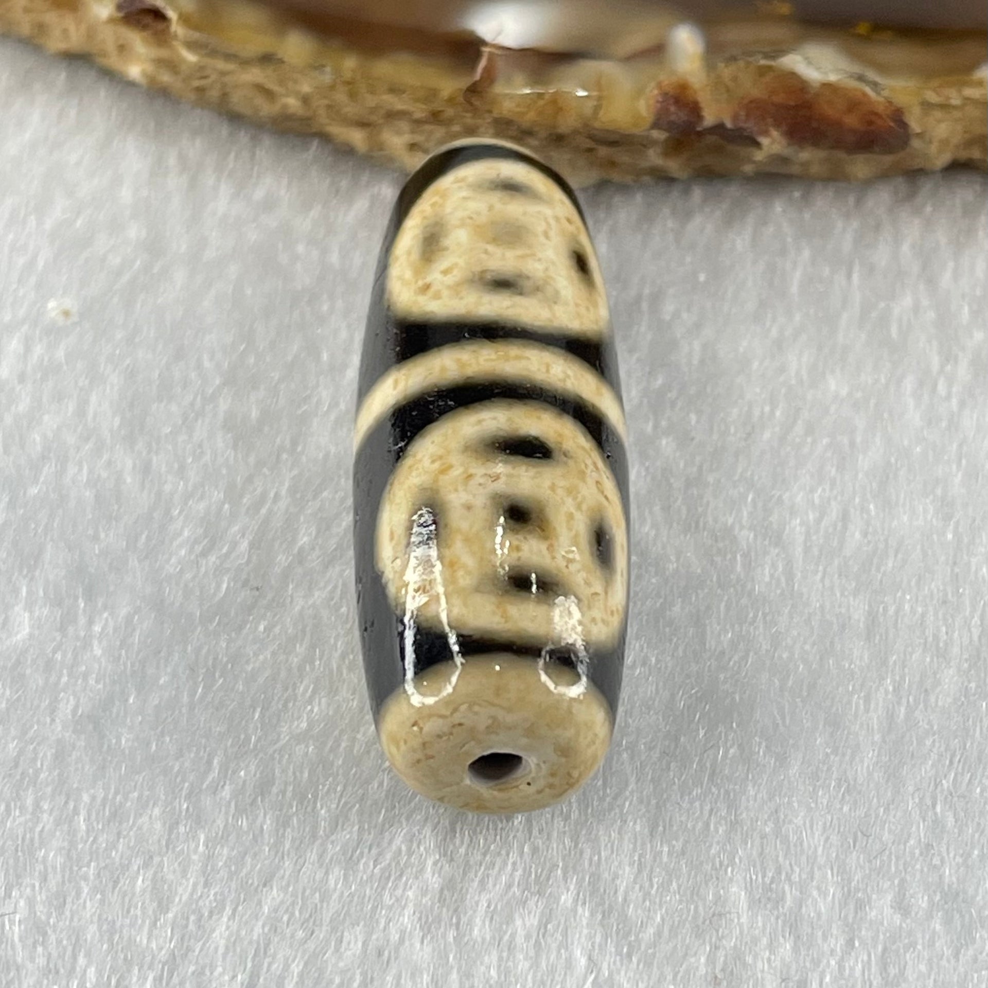 Natural Powerful Tibetan Old Oily Agate Four Coins Dzi Bead Heavenly Master (Tian Zhu) 9.29g 36.9 by 12.7mm - Huangs Jadeite and Jewelry Pte Ltd