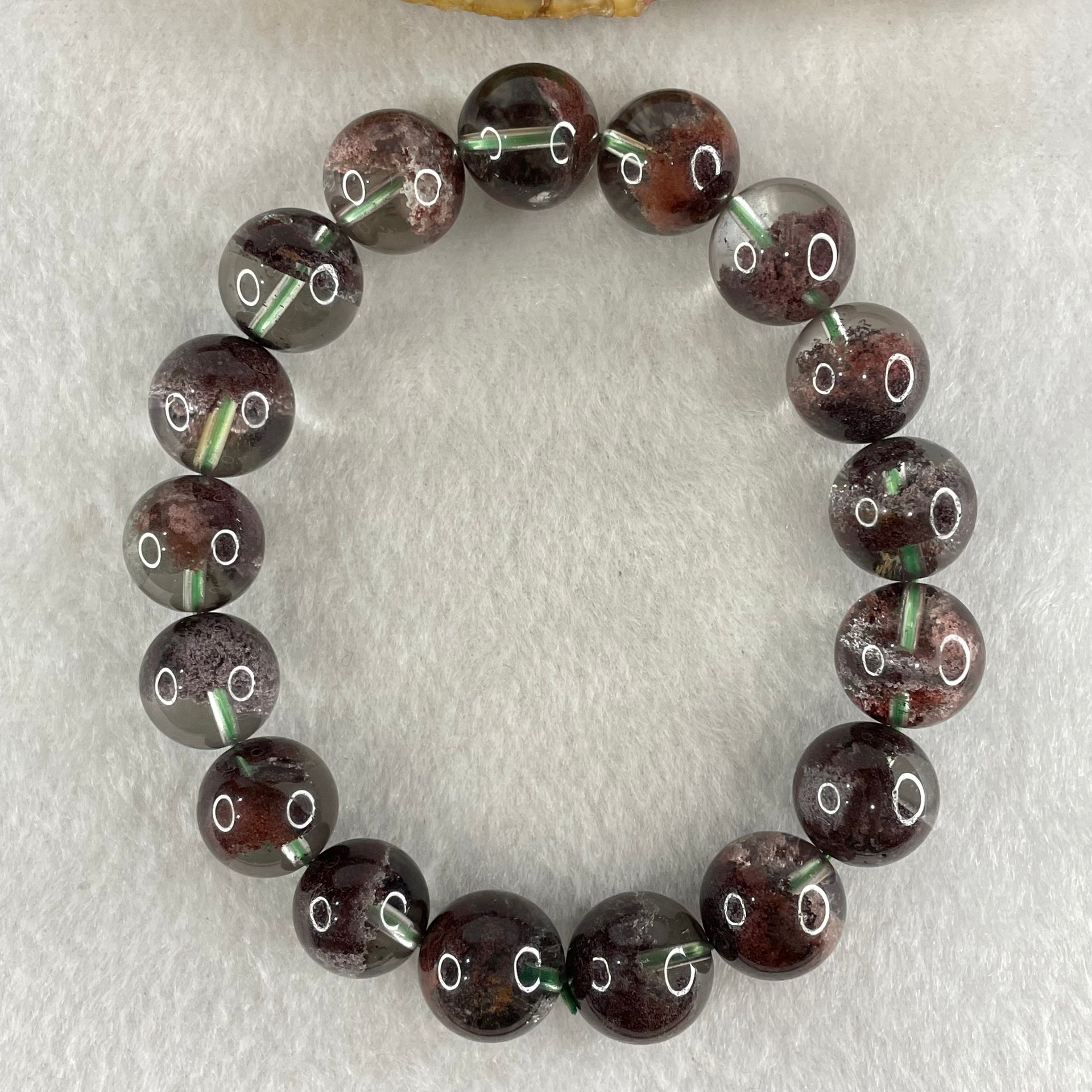 Good Grade Natural Red Phantom Quartz Beads Bracelet 46.23g 17cm 12.9mm 17 Beads - Huangs Jadeite and Jewelry Pte Ltd