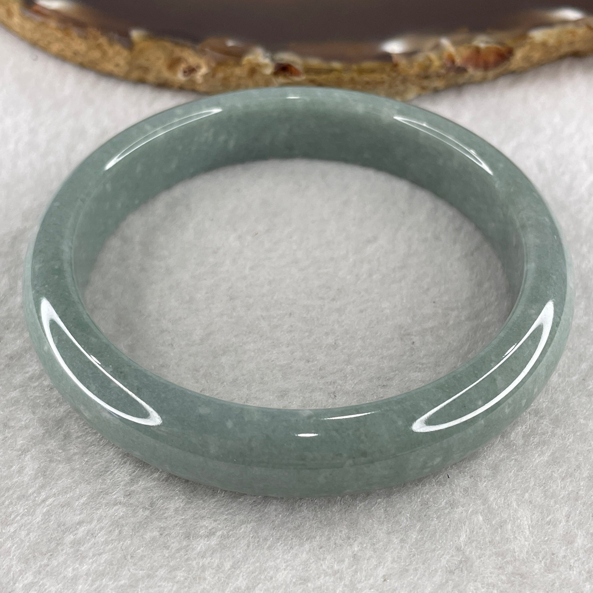 Type A Full Green Bangle 48.97g inner Dia 59.4mm 12.0 by 7.4mm (NO LINE) - Huangs Jadeite and Jewelry Pte Ltd