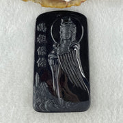 Type A Opaque to Partial Translucent Black Omphacite Jadeite Ma Zu (Mazu or Matsu) 妈祖 Goddess of the Sea Pendant 20.30g 63.4 by 35.9 by 7.4mm - Huangs Jadeite and Jewelry Pte Ltd