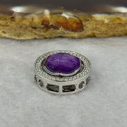 Natural Meteorite Spinning High Energy Feng Shui Charm in S925 Silver with Crystals For Necklace / Bracelet (Purple Color) 4.10g 16.8 by 7.6mm - Huangs Jadeite and Jewelry Pte Ltd