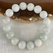 Type A Light Green with Slight Light Lavender Jadeite Beads Bracelet 47.83g 15cm 12.1mm 16 Beads - Huangs Jadeite and Jewelry Pte Ltd