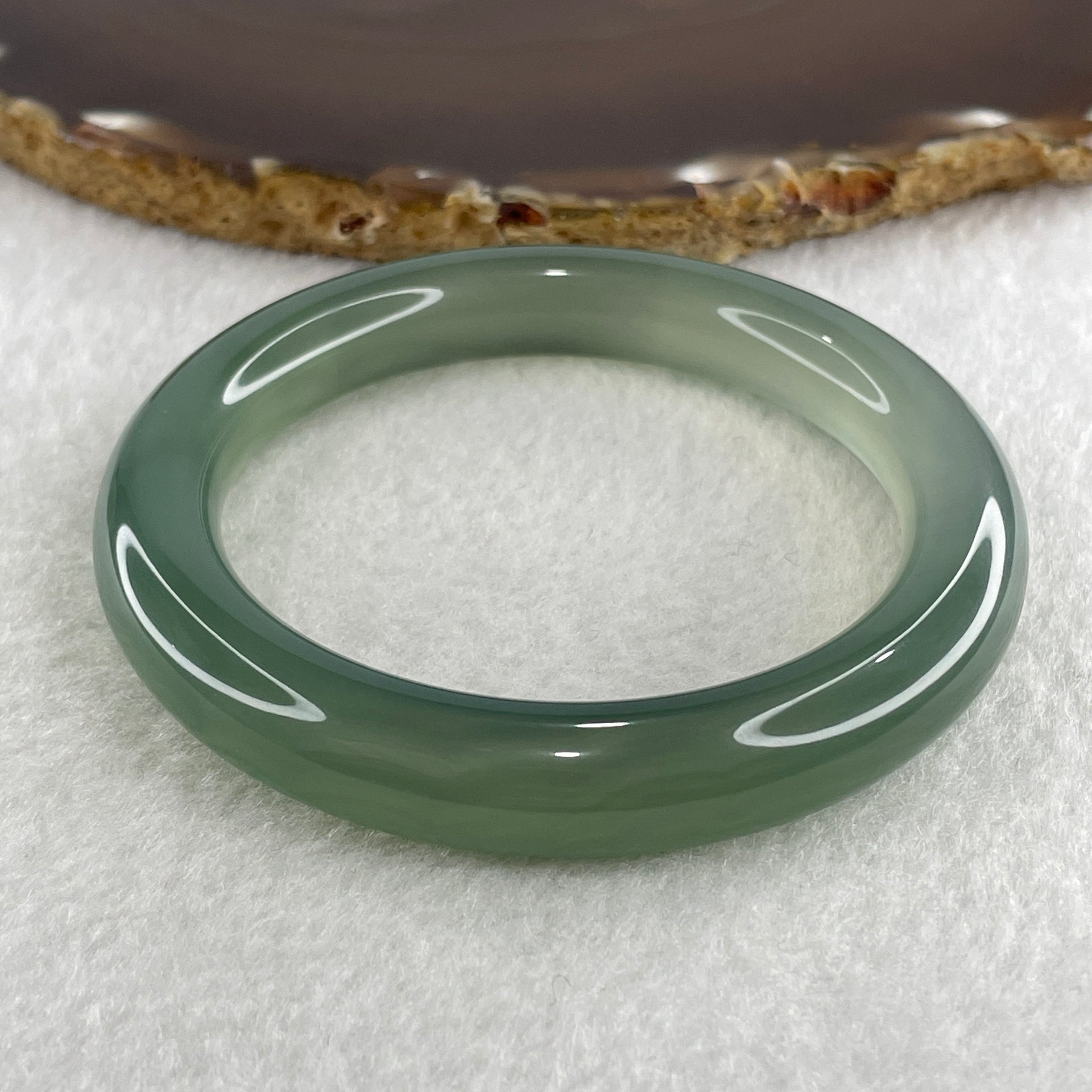 Natural Icy Green Agate Bangle 45.79g Internal Diameter 55.5mm 10.7 by 10.9mm (Perfect) - Huangs Jadeite and Jewelry Pte Ltd