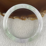 Natural Type A Light Green with Lavender Piao Hua Jadeite Flat Ding Dang Bangle 22.35g Inner Diameter 52.5mm 6.0 by 7.2mm (Very Very Slight External Rough) - Huangs Jadeite and Jewelry Pte Ltd