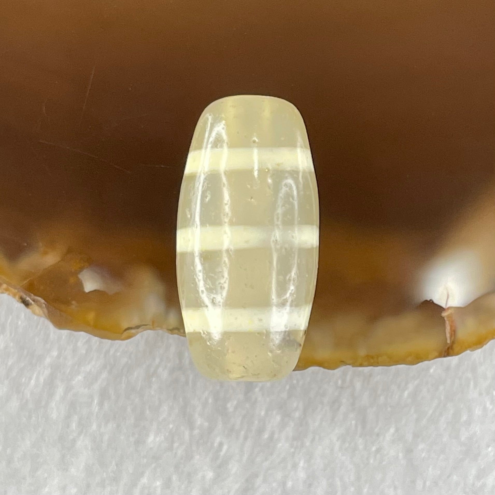 Natural Powerful Tibetan Old Oily Agate 3-Lines Dzi Bead Heavenly Master (Tian Zhu) 三行天诛 3.00g 20.1 by 10.1mm - Huangs Jadeite and Jewelry Pte Ltd