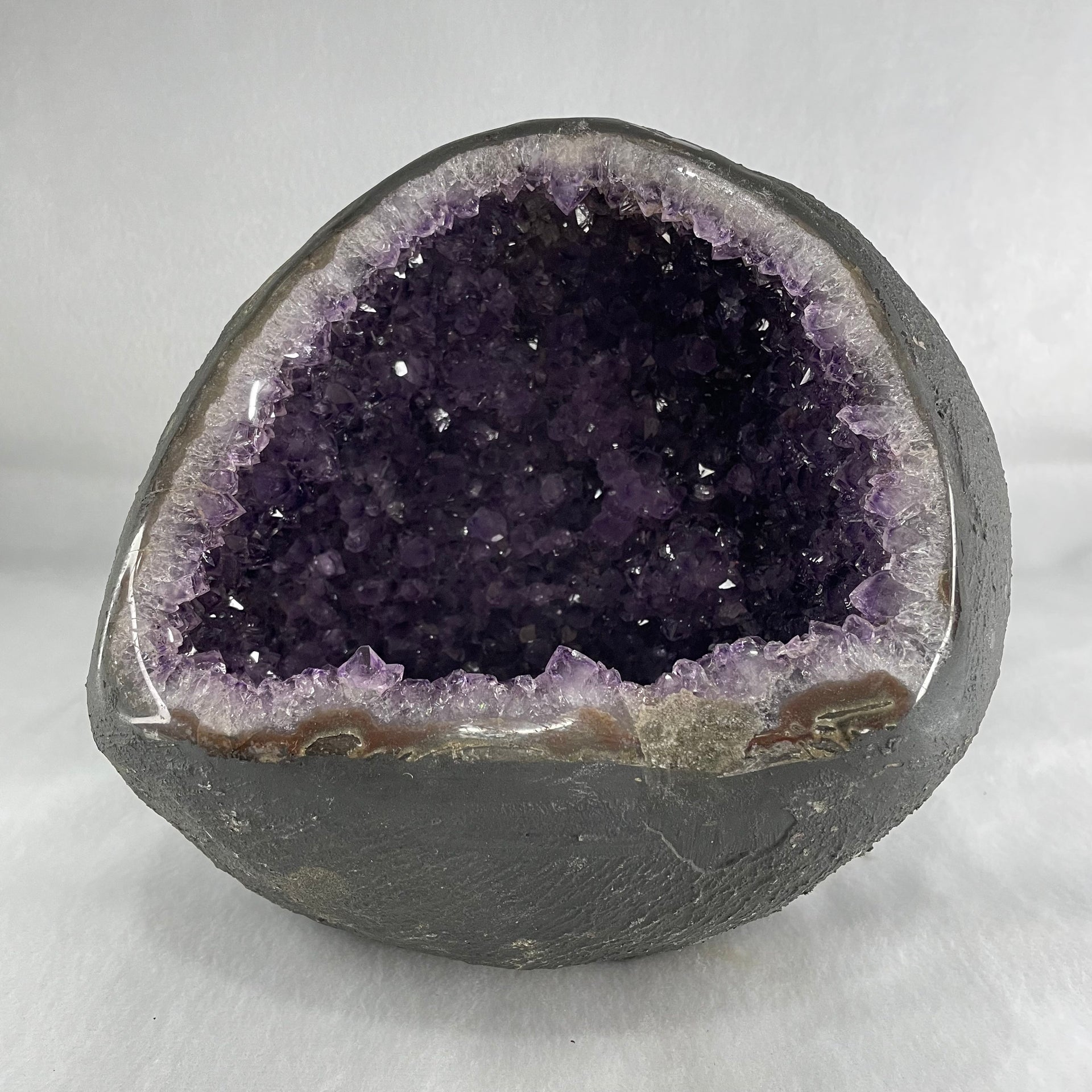 Natural Amethyst Cave with Wooden Stand 5,040.4g 200.0 by 170.0 by 225.0mm - Huangs Jadeite and Jewelry Pte Ltd