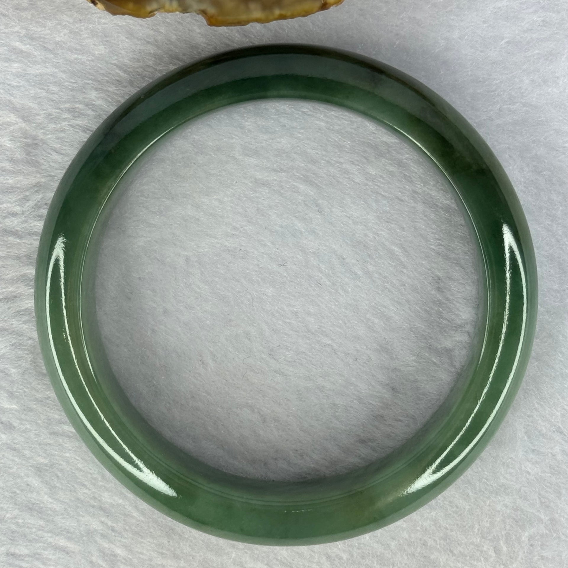 Type A Dark Green and Green Jadeite Bangle Internal Diameter 55.5mm 63.69g 14.1 by 8.5mm (Slight Internal Line) - Huangs Jadeite and Jewelry Pte Ltd