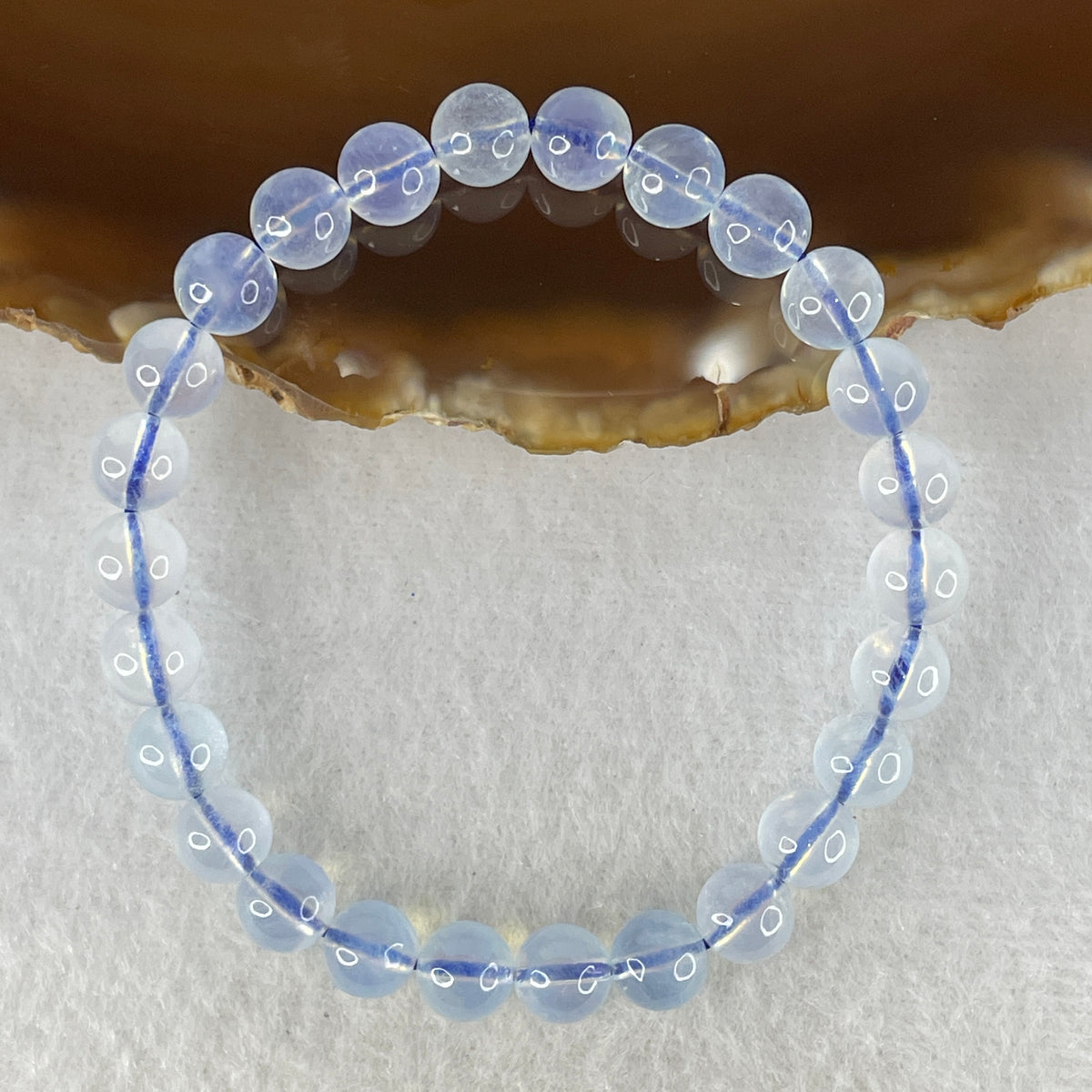 Certified Natural Average Grade Aquamarine Beads Bracelet | 15.5cm Petite Strand of 26 Beads 7.1mm (12.09g | Serene Calm, Fluid Communication & Water Element Energy Shield)