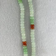 Type A Light Green Apple Green and Red Jadeite Beads Necklace 45.64g 64cm 5.8mm 181 + 6 Beads - Huangs Jadeite and Jewelry Pte Ltd