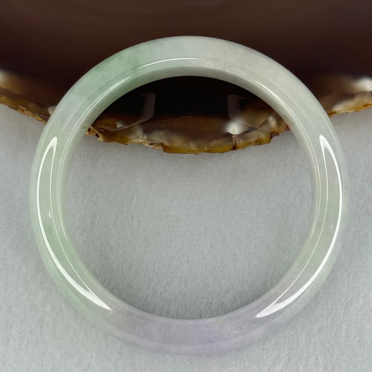 Type A Light Green and Lavender Jadeite Bangle Internal Diameter 55.3mm 81.56g 13.3 by 8.1mm (Internal Lines) - Huangs Jadeite and Jewelry Pte Ltd