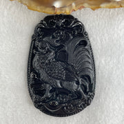 Type A Opaque to Partial Translucent Black Omphacite Jadeite Rooster Pendant 25.65g 59.3 by 40.1 by 8.9mm - Huangs Jadeite and Jewelry Pte Ltd