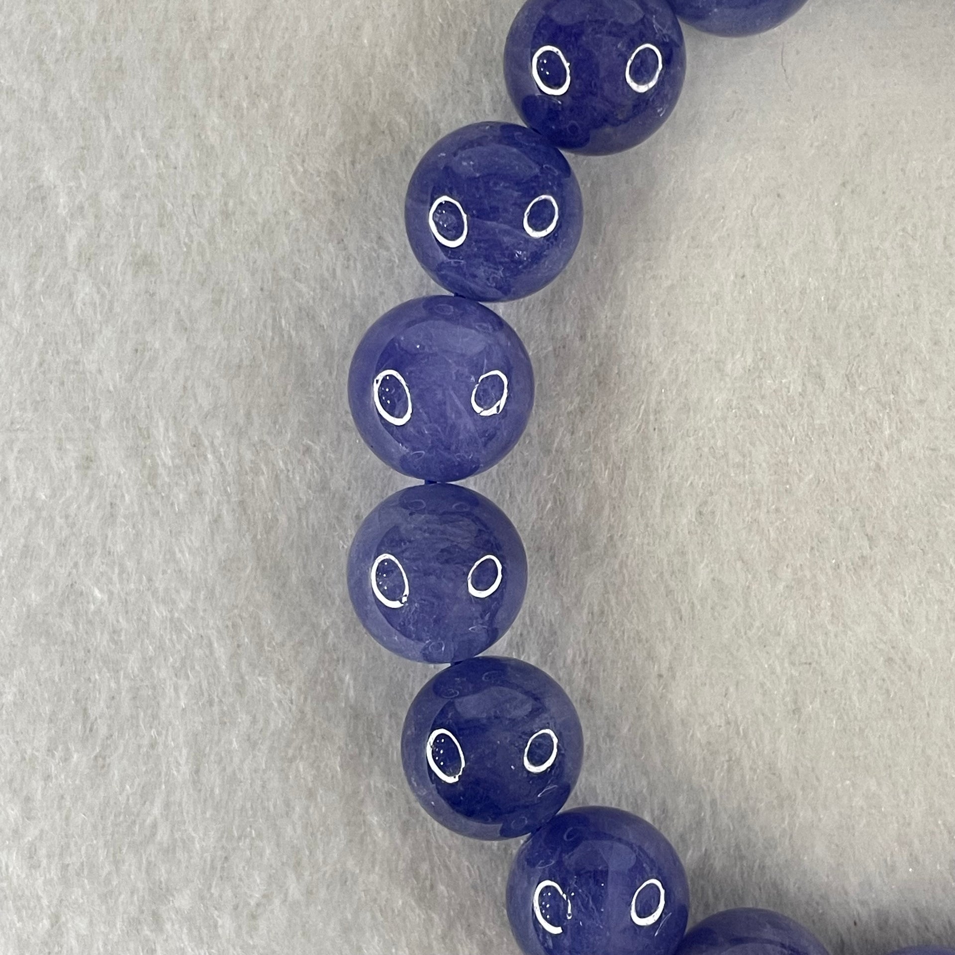 Above Average Grade Natural Blue Tanzanite Beads Bracelet 43.01g 16cm 11.2mm 18 Beads - Huangs Jadeite and Jewelry Pte Ltd