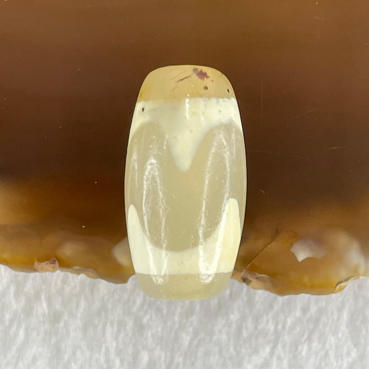 Natural Powerful Tibetan Old Oily Agate Tiger Tooth Daluo Dzi Bead Heavenly Master (Tian Zhu) 虎呀天诛 3.31g 20.1 by 10.8mm - Huangs Jadeite and Jewelry Pte Ltd