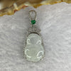 Type A Semi Icy White Jadeite Hulu in 925 Silver and Crystals 3.03g 21.4 by 13.8 by 5.2mm - Huangs Jadeite and Jewelry Pte Ltd