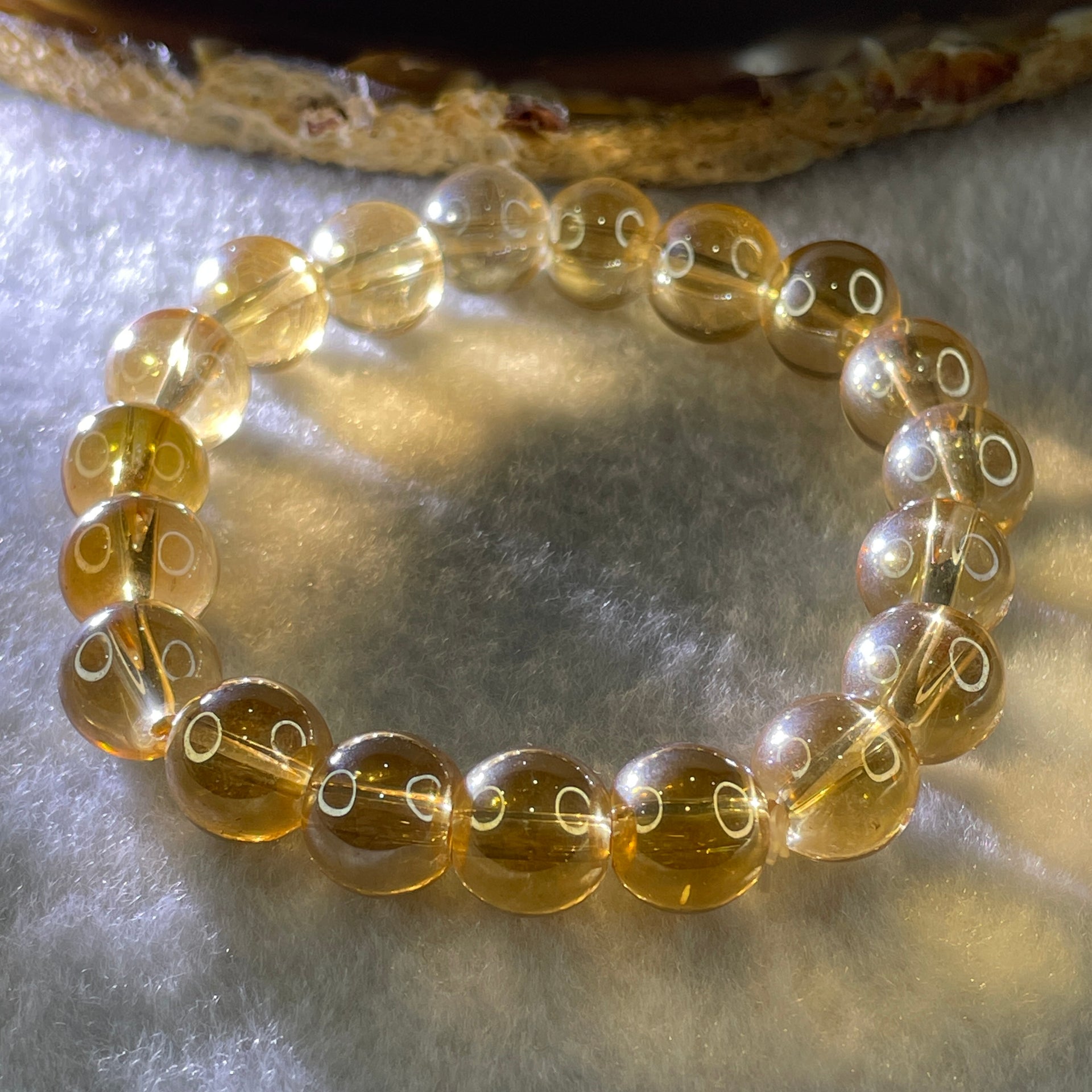 Man Made Clear Yellow Beads Bracelet 23.88g 13.5cm 10.2mm 19Beads - Huangs Jadeite and Jewelry Pte Ltd