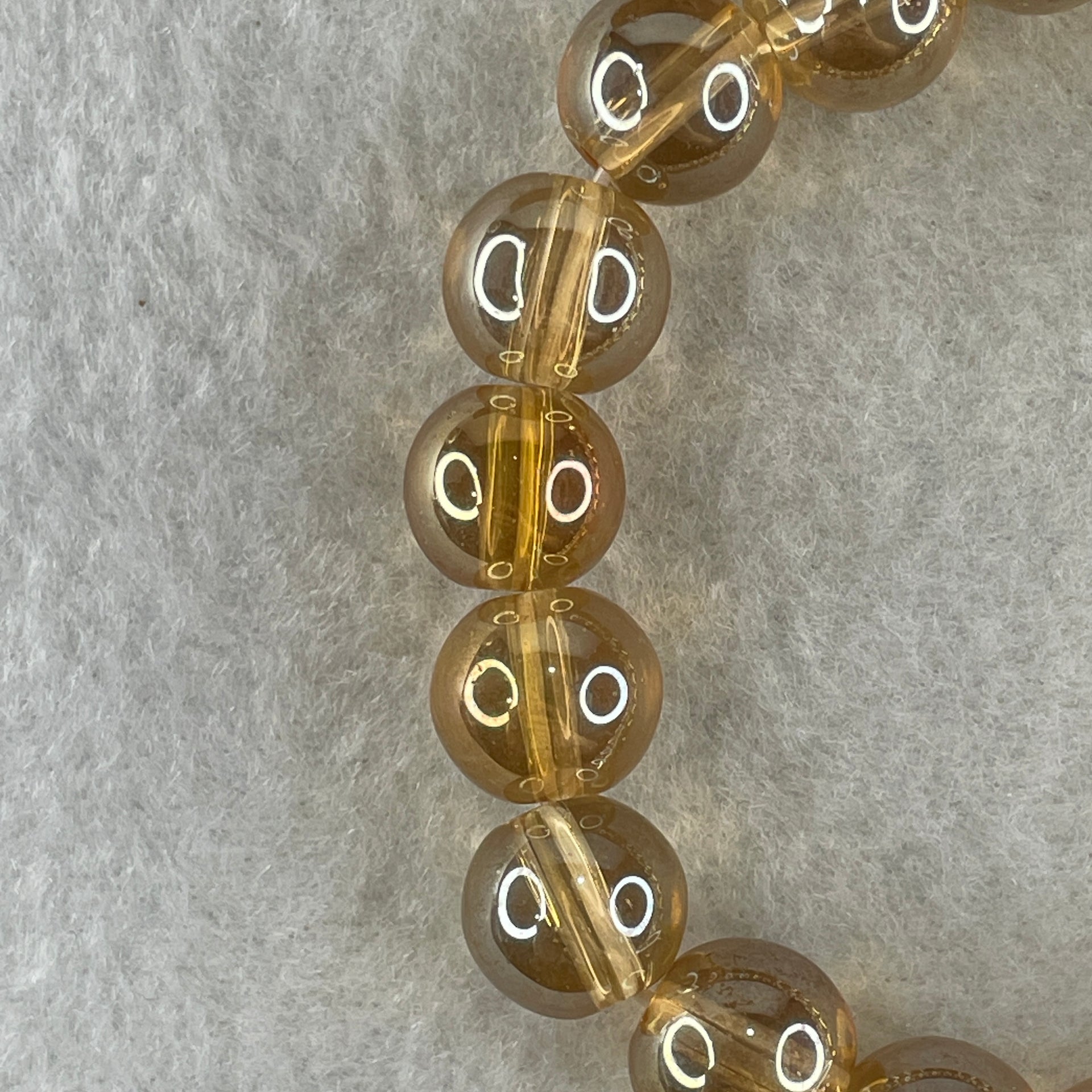 Man Made Clear Yellow Beads Bracelet 23.88g 13.5cm 10.2mm 19Beads - Huangs Jadeite and Jewelry Pte Ltd