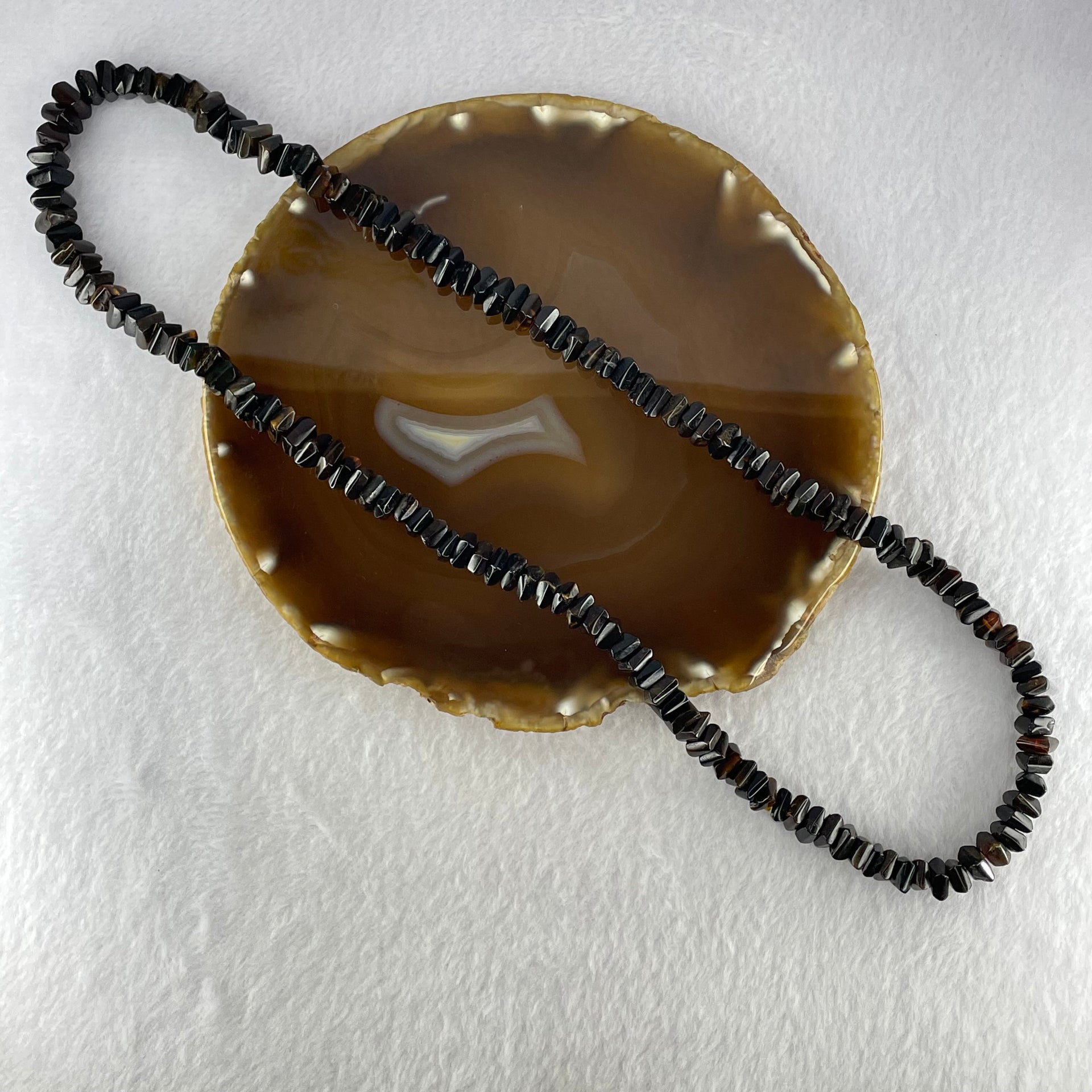 Natural Golden Flower Amber Beads Necklace 天然金花珀项链 29.28g 60cm 8.6 by 7.8 by 4.3mm 138pcs - Huangs Jadeite and Jewelry Pte Ltd