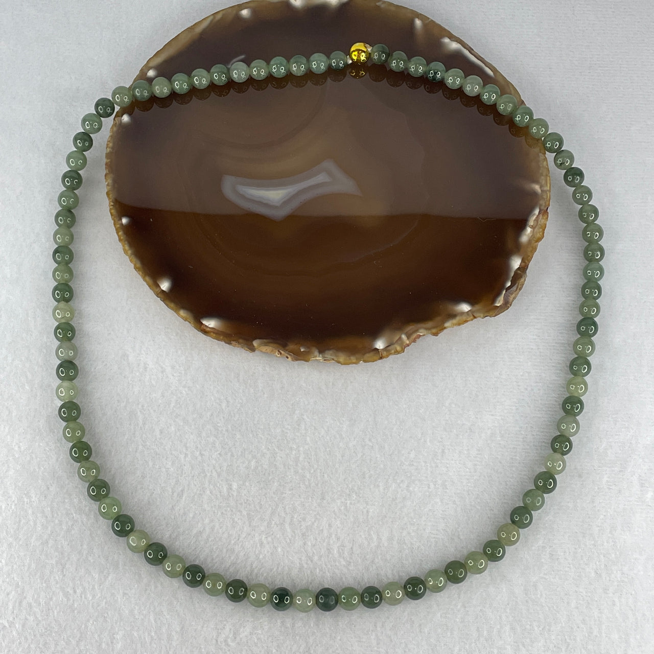 Natural Type A Green with Light Green Jadeite Beads Necklace | Untreated Fei Cui Gemstone Strand (59.20g | 7.5mm Beads | 85 Beads | 60cm Length)