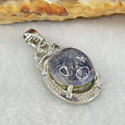 Good Grade Rare Natural Blue Dumortierite Rutilated Quartz in S925 Pendant 3.67g 12.7 by 10.9 by 7.5mm - Huangs Jadeite and Jewelry Pte Ltd