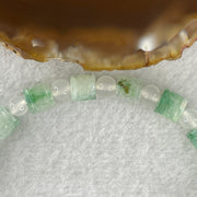 Certified Natural Type A Light Green Jadeite Lulutong Beads with Natural White Agate Beads Bracelet 13.91g 15.5cm 6.1mm 16 Pieces - Huangs Jadeite and Jewelry Pte Ltd