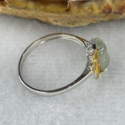 Type A Glassy Type Jade Jadeite Hulu Ring with 18k White Gold 1.60g 8.5 by 6.3 by 1.8mm US6.5 HK14 - Huangs Jadeite and Jewelry Pte Ltd