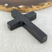 Type A Opaque Black Jadeite Cross Pendant 26.19g 64.8 by 41.5 by 9.3mm - Huangs Jadeite and Jewelry Pte Ltd